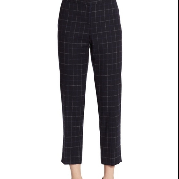 Theory Pants - Theory De Modele Cropped Blue Plaid Pants size 8